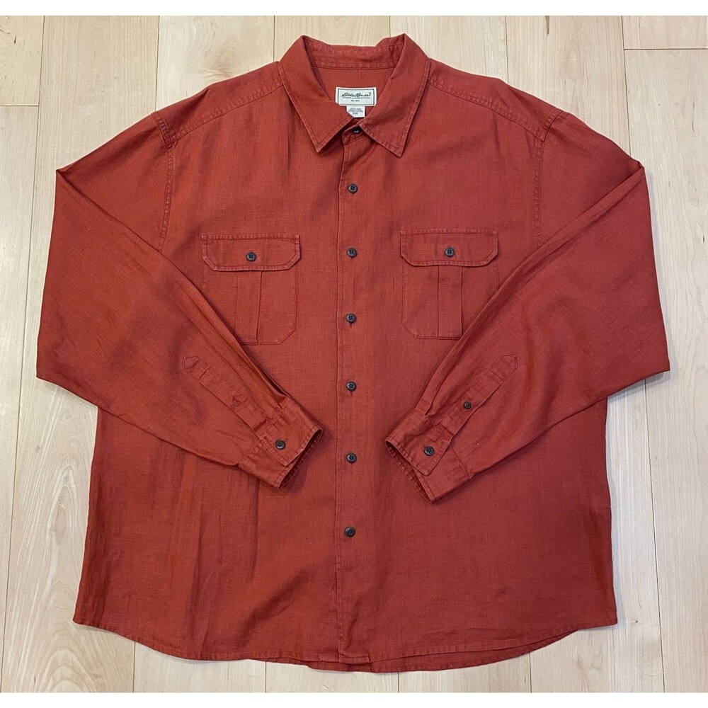 Eddie Bauer Mens 100% Linen Long Sleeve Button Up Shirt  XXL